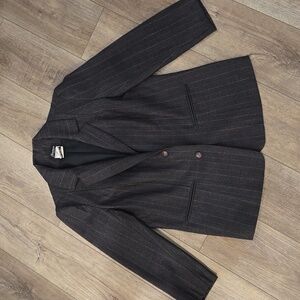 Retro 90's Women's Charcoal Pinstripe Blazer Old Money/Ralphcore Jacket